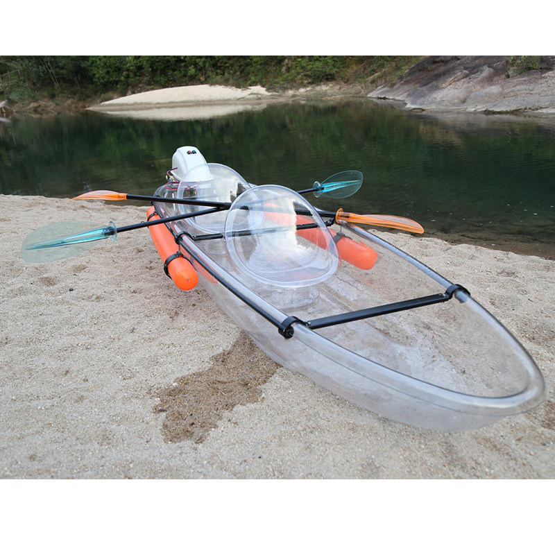 Clear Ocean Double Fishing Kayak , Plastic Flat Bottom Canoe 450 Pounds Capacity