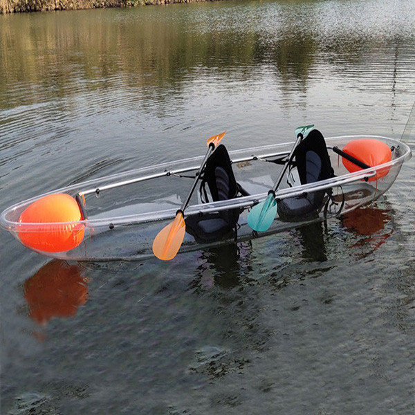 Fishing Clear Plastic Canoe , Lightweight Double Ocean Kayak With 2 Paddles