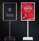 Retail Store Floor Standing Poster LED Lighting Metal Box Gold POP Poster Display Stand