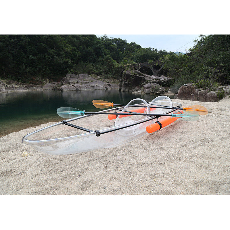Clear Ocean Double Fishing Kayak , Plastic Flat Bottom Canoe 450 Pounds Capacity