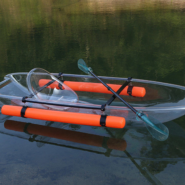 Sea Unobstructed Glass Bottom Canoes , Two Man Plastic Fishing Boats With Rudder
