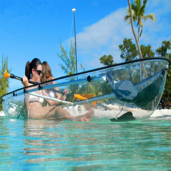 Durable Clear Fiberglass Fishing Boats , Waterproof Hatch 12 Foot Canoe