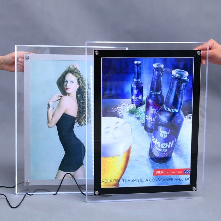 Indoor LED Advertising Sign Light Box With Snap Frame Rectangle Shape